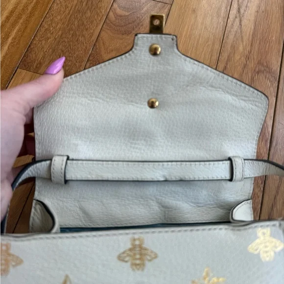 Gucci Sylvie Bee Star Leather Shoulder Bag White Web Stripe Small Project piece - Picture 12 of 16